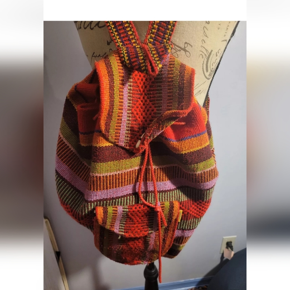 Pinzon Back Pack Red And Other Colors Striped Made In Mexico